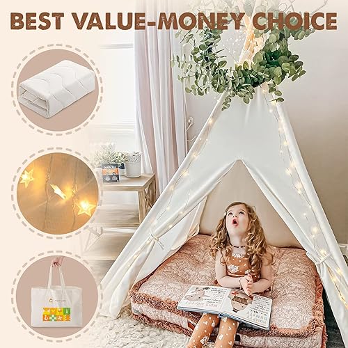 Tiny Land Teepee Tent For Kids, 100% Cotton Play Tent